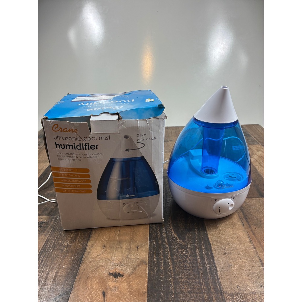 Crane Ultrasonic Cool Mist Humidifier 1‎ Gallon Blue White EE-5301 Filter-Free